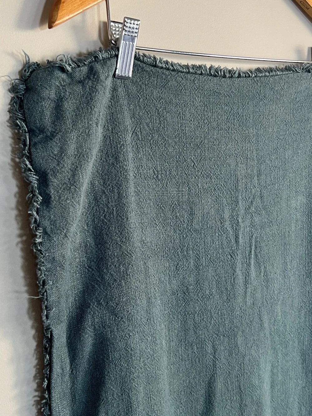 King Size Casaluna Heavyweight Linen Blend Fringe Pillow Sham  Hunter Dark Green